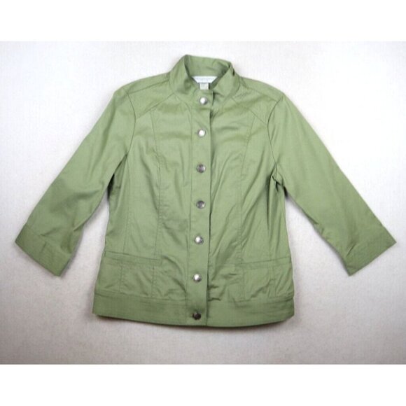 CHRISTOPHER & BANKS - WOMEN'S GREEN 3/4 SLEEVE LIGHT WEIGHT JACKET - SIZE PS - Picture 2 of 6